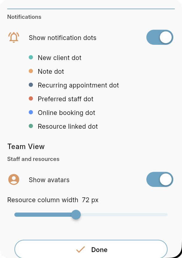 Bookairy Calendar Settings notifications and team view options Bookairy Calendar Settings notifications and team view options